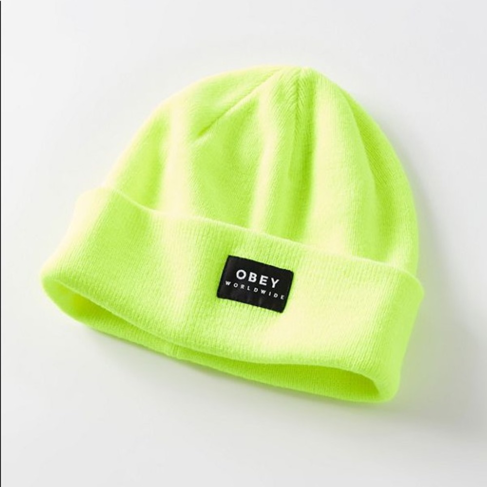 Obey neon yellow Vernon beanie II.